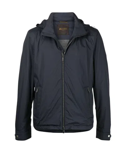 Moorer Long-sleeved Hooded Jacket In Blue