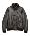 Moorer Leather Faux-fur-trimmed Jacket In Black
