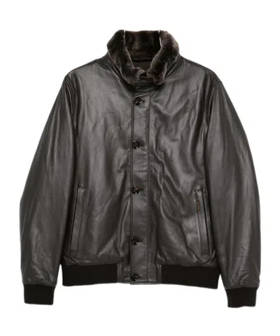 MOORER MOORER BUTTONED LEATHER JACKET