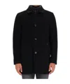 Moorer Notched Lapel Coat Buttoned Cuffs Pockets In Black