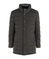 Moorer Long-sleeved Stand-collar Cotton Coat In Brown