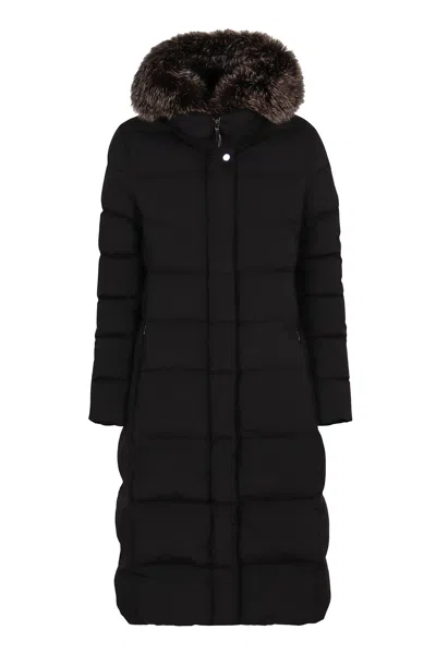 Moorer Long Zagara Down Jacket With Hood In Black