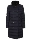 Moorer Double Breasted Long Down Jacket Longan In Black