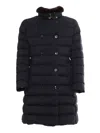 Moorer Double Breasted Long Down Jacket Longan In Black
