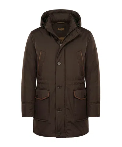 Moorer Long-sleeve Hooded Padded Jacket In Brown