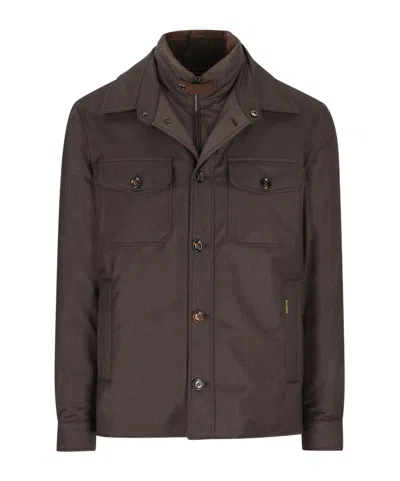 Moorer Long-sleeved Casual Jacket In Brown