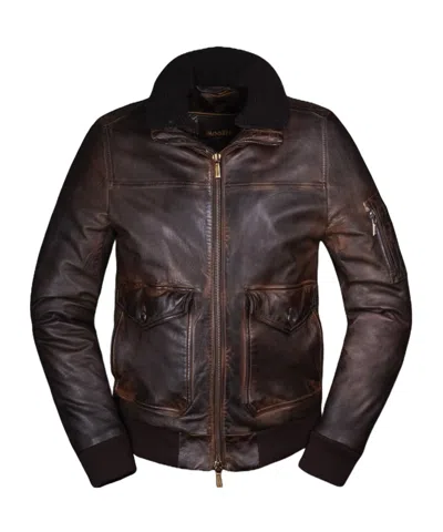 Moorer Long-sleeved Leather Jacket In Brown