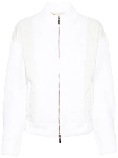 Moorer Lorelei Knit-panels Jacket In White