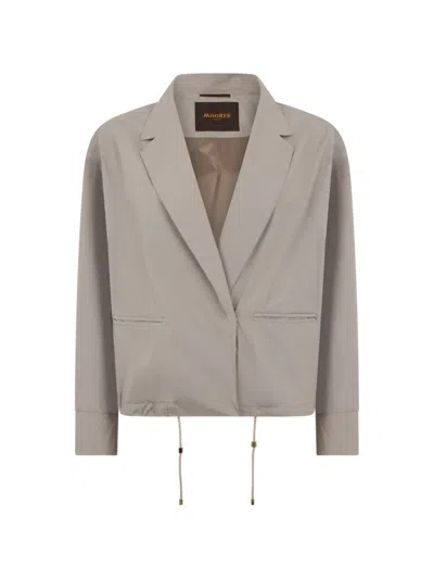 Moorer Luana Drawstring Jacket In Gray