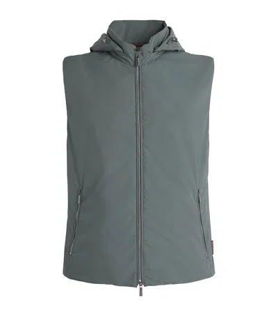Moorer Luis Hooded Gilet In Gray