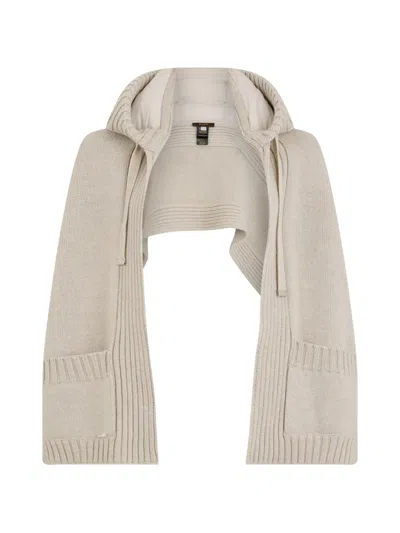 Moorer Luisia-cwh Hooded Chunky-knit Scarf In Neutral