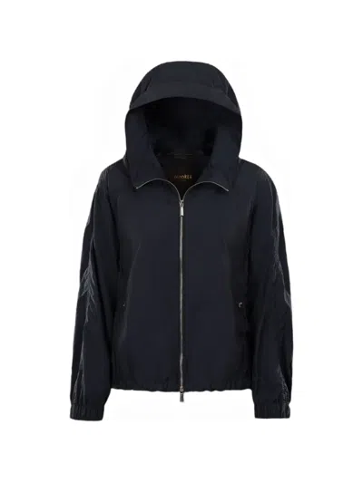 Moorer Lumina Hooded Drawcord-hem Jacket In Black