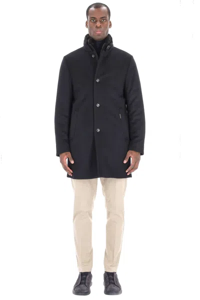 Moorer Bond-fur-le Wool-cashmere Coat With Fur Collar In Black