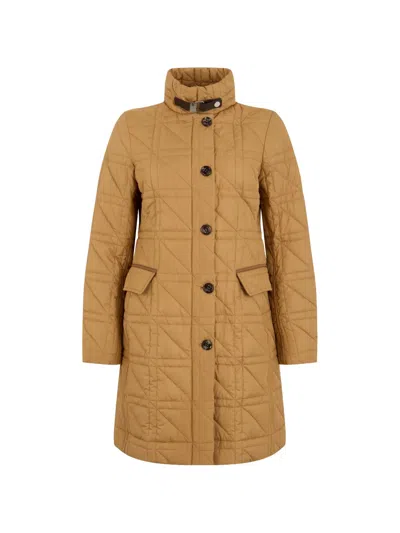 Moorer Madeline-p Quilted High-neck Coat In Brown