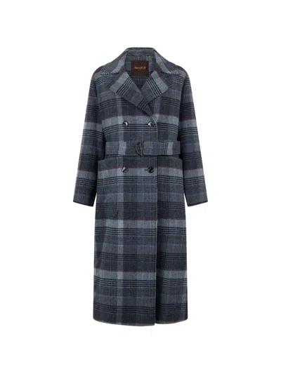 Moorer Malaika-ach Check Belted Coat In Multi