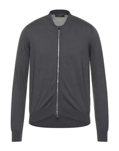 Moorer Man Cardigan Charcoal Size 46 Cotton, Silk, Cashmere In Grey