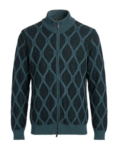 Moorer Man Cardigan Deep Teal Size 38 Virgin Wool In Green