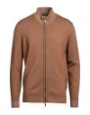 Moorer Man Cardigan Light Brown Size 44 Virgin Wool