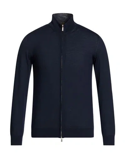 Moorer Man Cardigan Navy Size 36 Virgin Wool In Blue