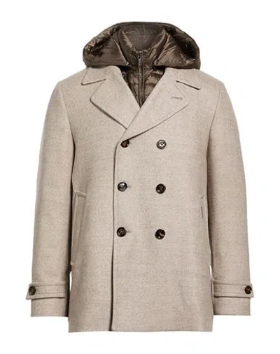Moorer Man Coat Beige Size 40 Virgin Wool In Sand