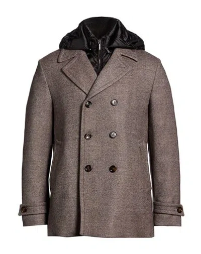 Moorer Man Coat Taupe Size 38 Virgin Wool In Brown