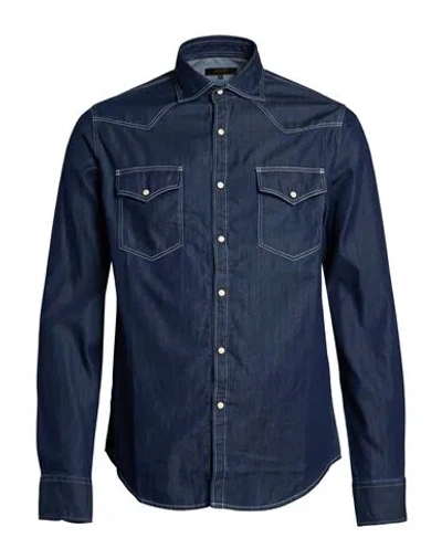 Moorer Man Denim Shirt Blue Size 15 ½ Cotton