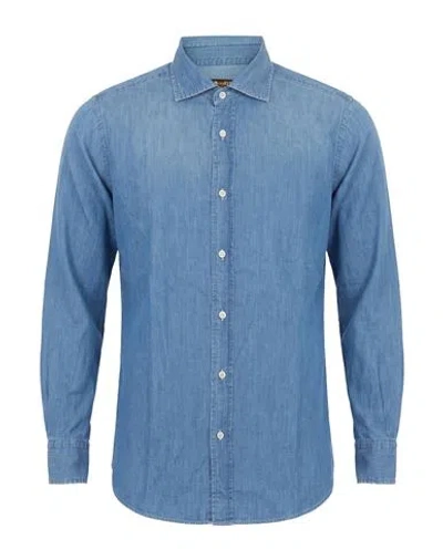 Moorer Man Denim Shirt Blue Size 38 Cotton, Cashmere