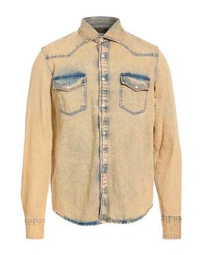 Moorer Man Denim Shirt Sand Size 50 Cotton In Brown