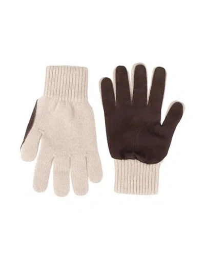 Moorer Man Gloves Beige Size 9 Cashmere, Calfskin In Neutral