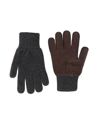 Moorer Man Gloves Charcoal Size 9 Cashmere, Calfskin In Gray