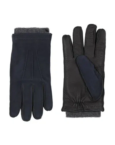 Moorer Man Gloves Navy Size 9 Leather In Blue