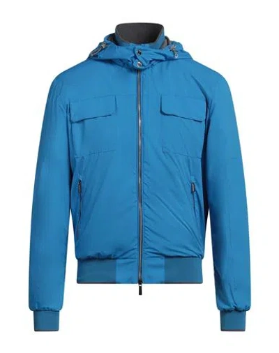 Moorer Man Jacket Azure Size 42 Polyester, Polyamide In Blue