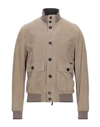 Moorer Man Jacket Beige Size 44 Leather, Polyester