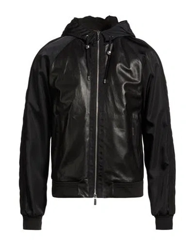 Moorer Man Jacket Black Size 42 Sheepskin, Polyamide, Elastane