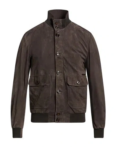 Moorer Man Jacket Charcoal Size 38 Leather In Brown