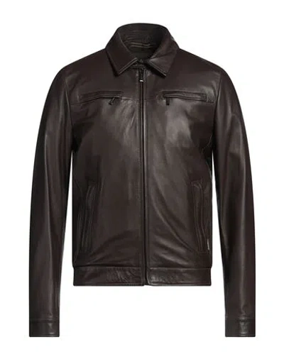 Moorer Man Jacket Dark Brown Size 38 Lambskin, Polyester