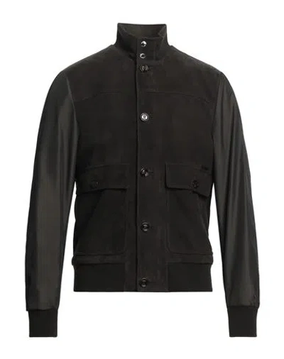 Moorer Man Jacket Dark Brown Size 42 Ovine Leather In Black