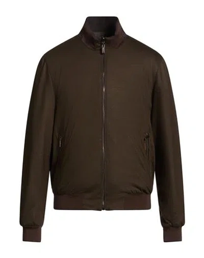 Moorer Man Jacket Dark Green Size 44 Virgin Wool, Cashmere In Brown
