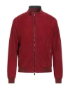 Moorer Man Jacket Garnet Size 42 Leather, Polyester In Red