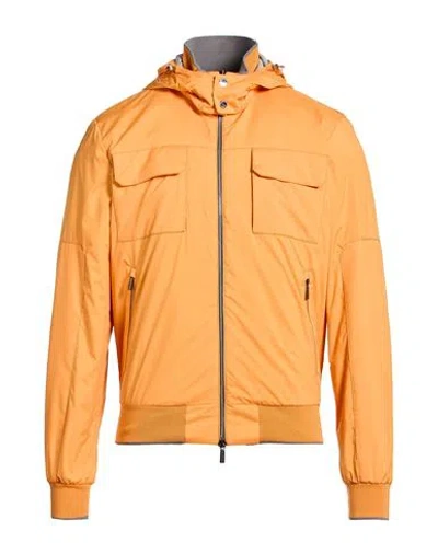 Moorer Man Jacket Mandarin Size 38 Polyester In Orange