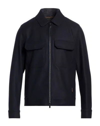 Moorer Man Jacket Midnight Blue Size 48 Virgin Wool, Polyamide, Cashmere In Black