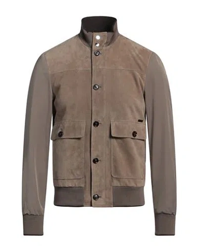 Moorer Man Jacket Sand Size 48 Ovine Leather In Multi