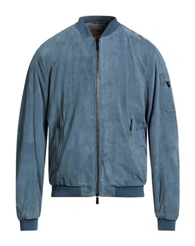 Moorer Man Jacket Slate Blue Size 44 Ovine Leather