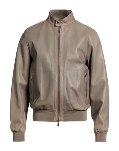 Moorer Man Jacket Taupe Size 38 Leather In Brown
