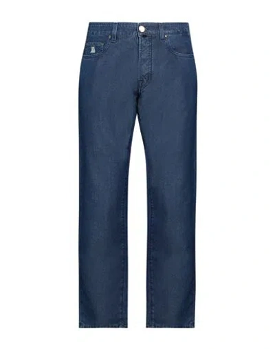 Moorer Man Jeans Blue Size 33 Cotton, Silk