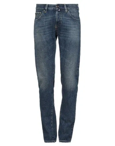 MOORER MOORER MAN JEANS BLUE SIZE 34 COTTON, ELASTANE