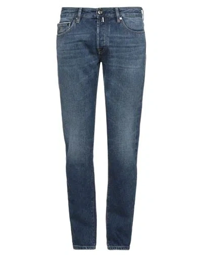 MOORER MOORER MAN JEANS BLUE SIZE 38 COTTON, ELASTANE
