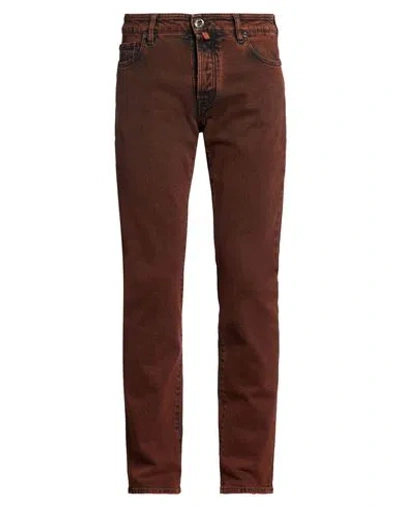 Moorer Man Jeans Brown Size 35 Cotton, Elastane