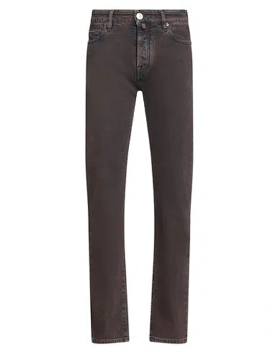 Moorer Man Jeans Chocolate Brown Size 35 Cotton, Elastane