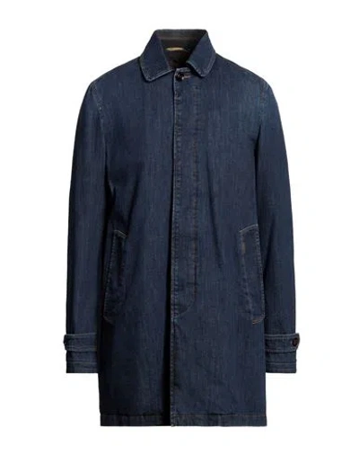 Moorer Man Overcoat & Trench Coat Blue Size 36 Cotton, Polyethylene, Polyurethane